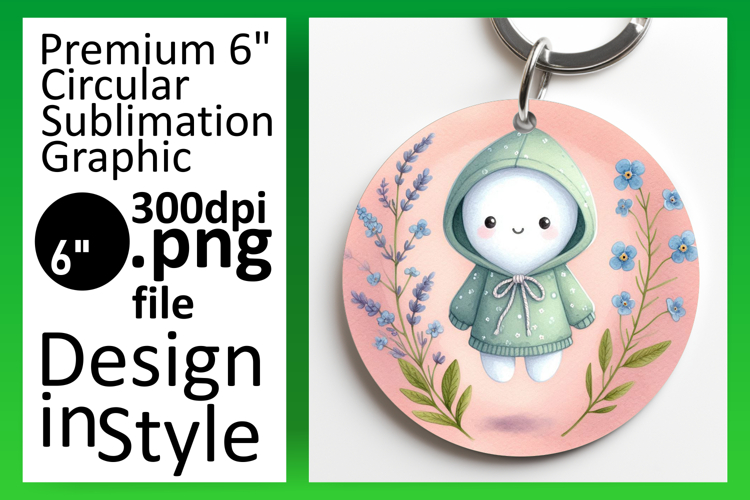 Chic Keychain Circle Design Template , Cute Ghost