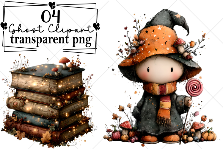 Whimsical Halloween Ghost Clipart Watercolor PNG