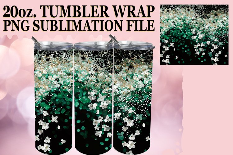 Glitter Leopard   Flower Tumbler Wrap - Sparkle Spectra