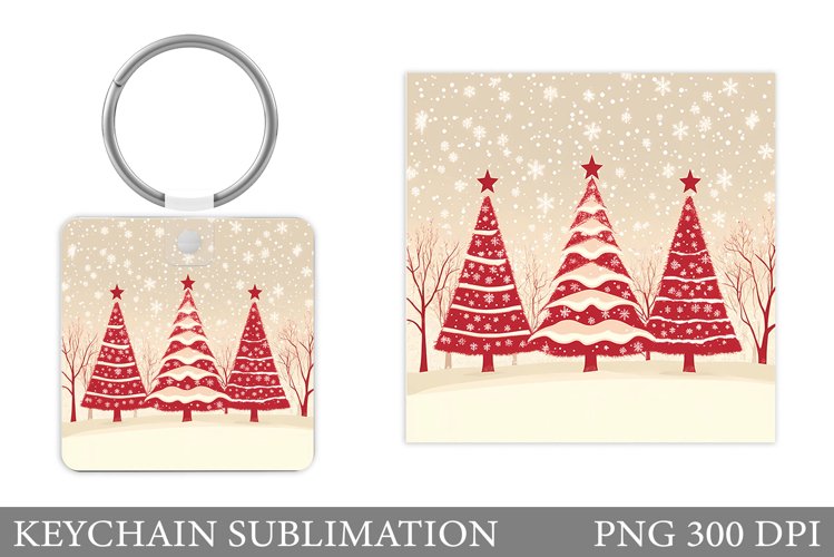 Christmas Tree Keychain. Christmas Keychain Sublimation example image 1