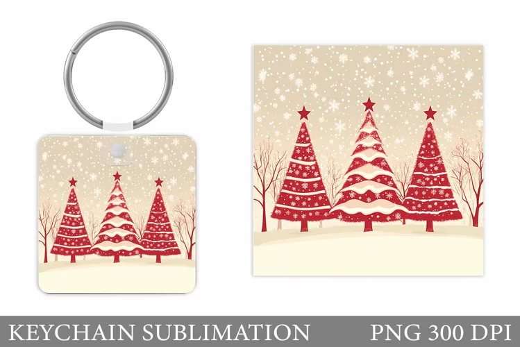Christmas Tree Keychain. Christmas Keychain Sublimation