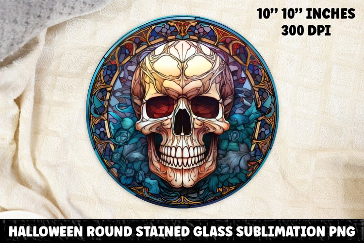 Halloween Stained Glass Sublimation PNG | Skull | Ghost