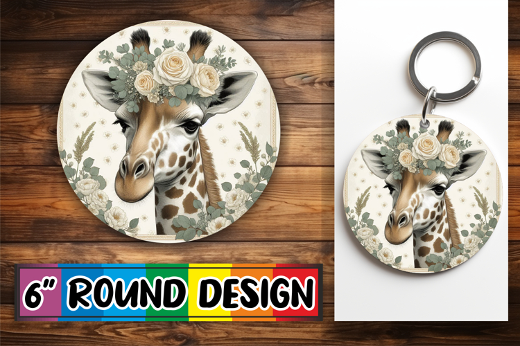 Sweet Keychain Circle Sublimation, Giraffe