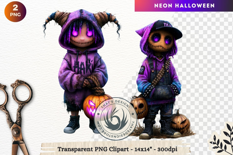 Neon Halloween Character Clipart Spooky Kawaii
