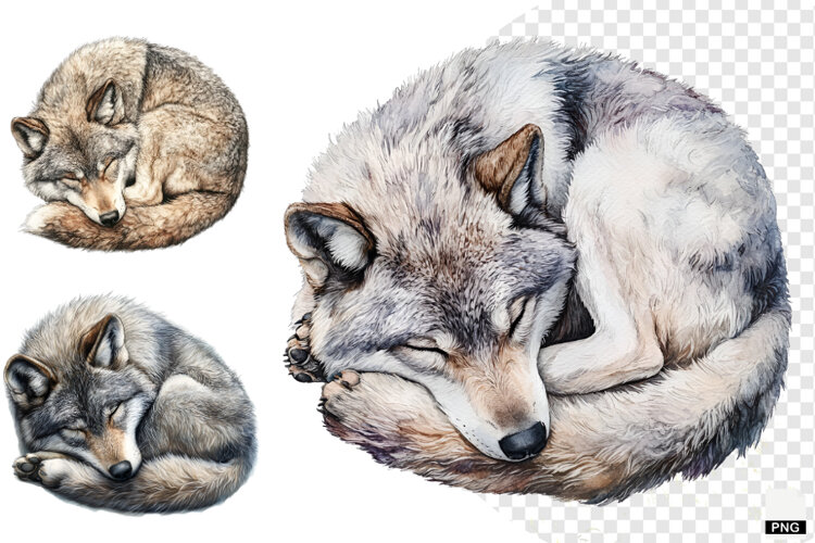 Winter Gray Wolves Clipart example image 1
