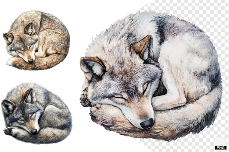 Winter Gray Wolves Clipart