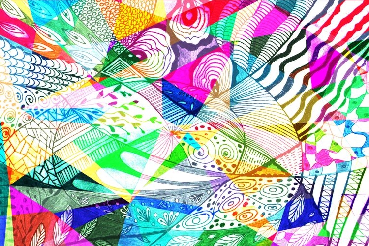 Psyhedelic abstract hand drawing and digital image