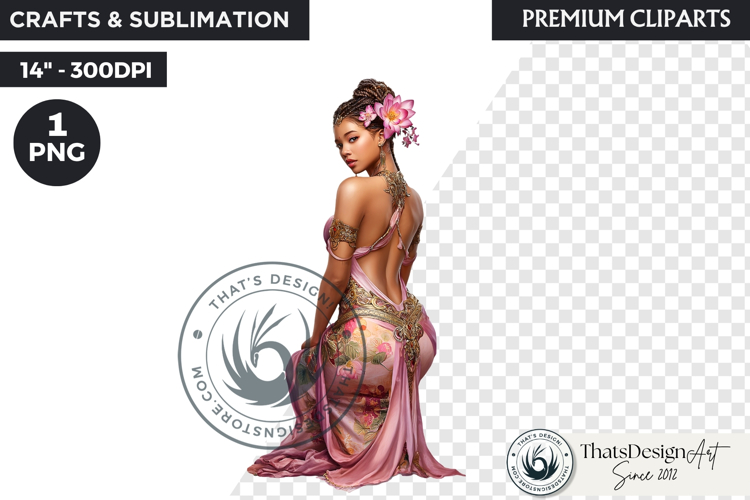 Royal Lotus Princess Fantasy Goddess Floral Clipart