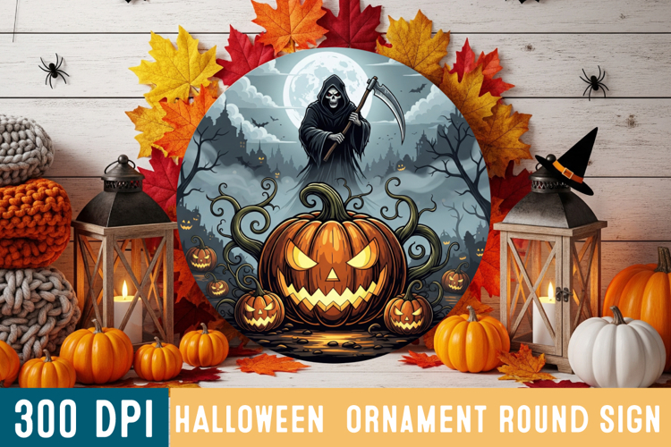 Halloween Round Sign Design PNG Perfect for Spooky Season
