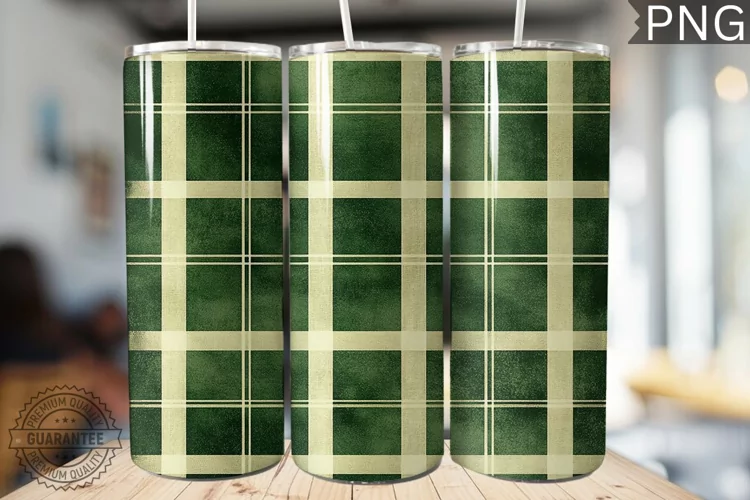 Green Plaid Tumbler Wrap - High Quality 300 Dpi
