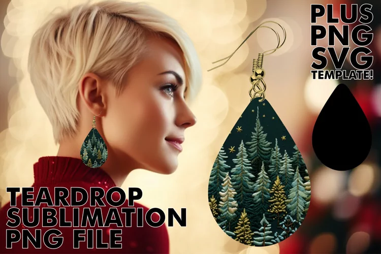 Frosty Woodland Earrings: Embroidered Pines