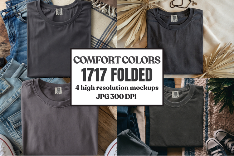 Comfort Colors 1717 Folded Tshirt Mockups