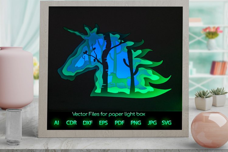 Unicorn Light box PNG SVG DXF CDR template Paper example image 1