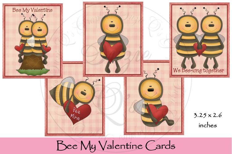 Bee My Valentine Card Set (431535) | Seasonal | Design Bundles
