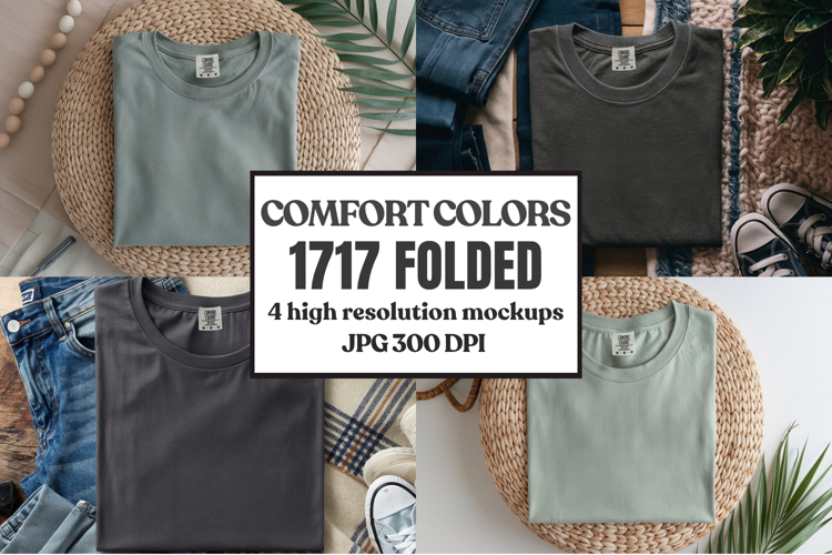 Comfort Colors 1717 Folded Tshirt Mockups