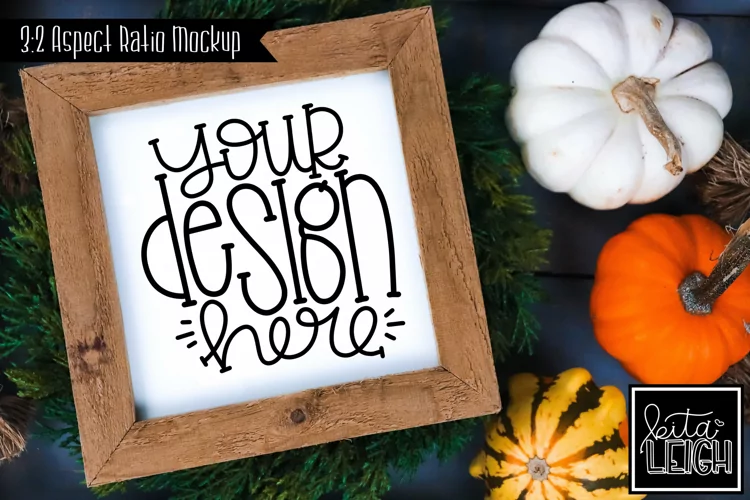 Square Sign Fall Mockup | Stylized Photo