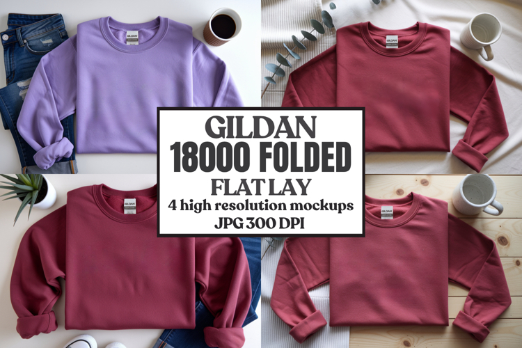 Gildan 18000 Sand Folded Flat Lay Mockups