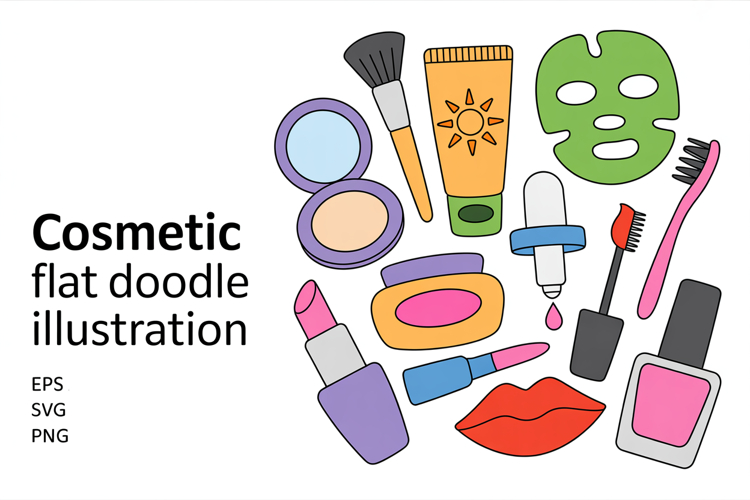 Cosmetic Flat Doodle Illustration Pack