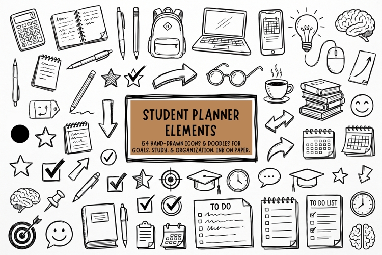 Hand Drawn Student Planner Clipart