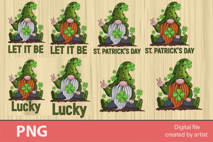 St. Patricks Day decor png, Patrick gnome png, hippie gnome