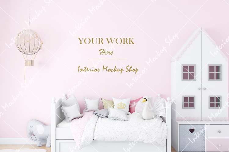 Mockup in interior, Blank wall mockup, Kids mockup example image 1