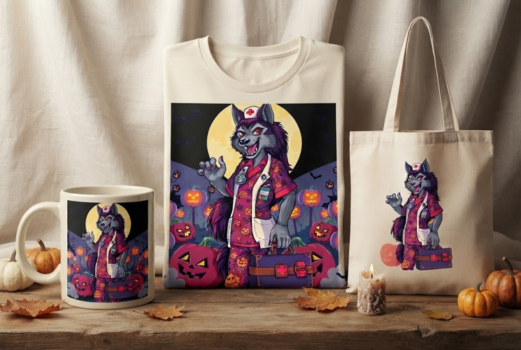 Halloween Werewolf Nurse PNG | Spooky Medical Halloween Clip