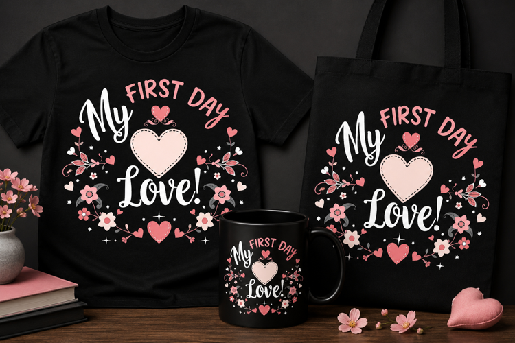 First Day My Love PNG | Cute Valentine’s Day Mom Design