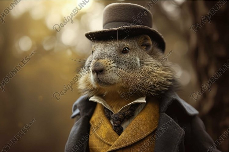 Enigmatic Anthropomorphic marmot wearing aristocratic furry example image 1