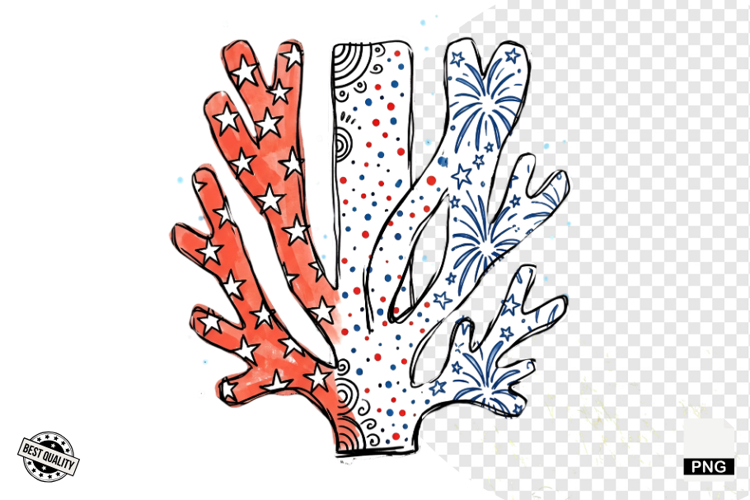 4th of July Undersea Life Clipart example image 1