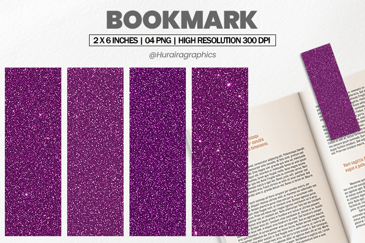 Deep Purple Glitter Bookmarks PNG, Bookmark Sublimation