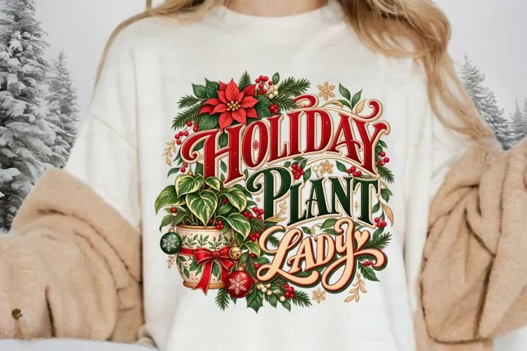 Holiday Plant Lady Christmas Design, Festive Plant Lover