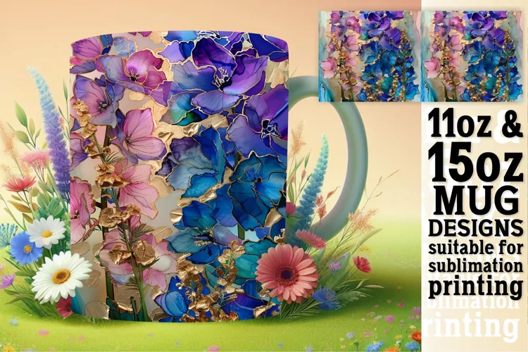 Elegant 3D Spring Blossom Mug Wrap: Sublimation - 11oz/15oz
