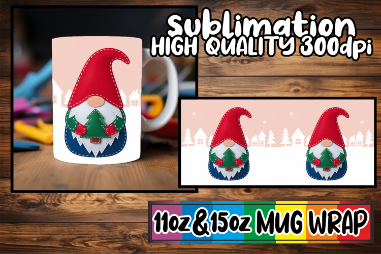 Vibrant colors 11oz 15oz sublimation wrap, Gnomes