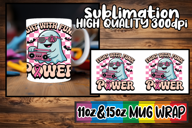 Sunshine bliss sublimation mug wrap, Ghost Cancer