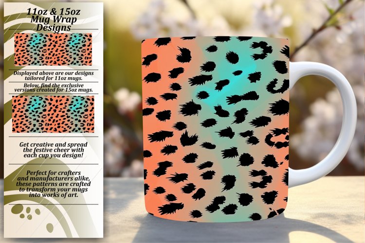 Glitter Leopard Print Mug Wrap 11oz/15oz Art