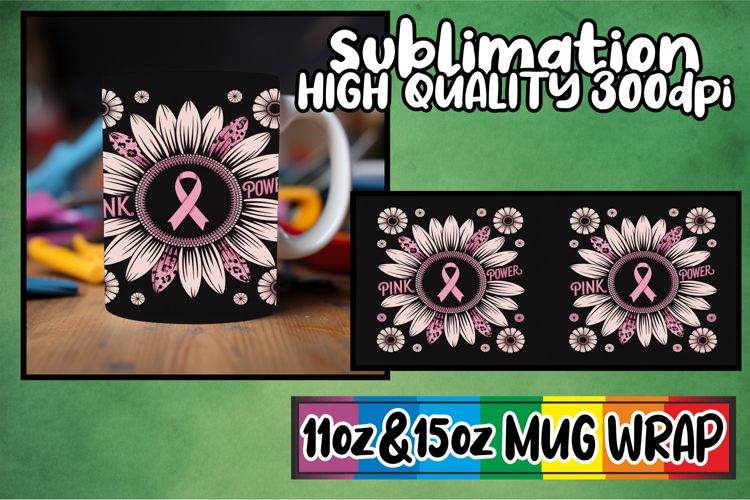 Joyful vibes 11oz 15oz sublimation wrap, Breast Cancer