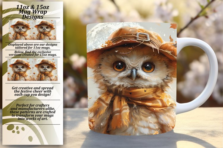 Spring Owl Mug Wrap for Sublimation 11oz 15oz Design