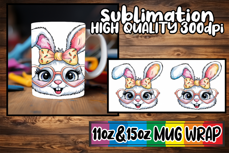 Blissful days 11oz 15oz mug wrap, Easter Bunny