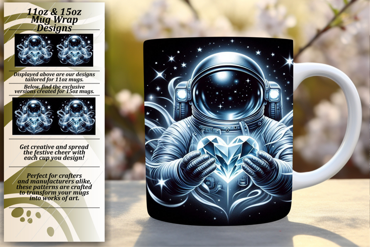 Creative 11oz Mug Wrap Png Template , Astronaut