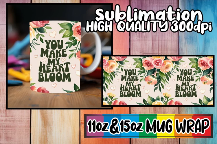 Cheerful sunsets 11oz 15oz sublimation wrap, Flower Quote