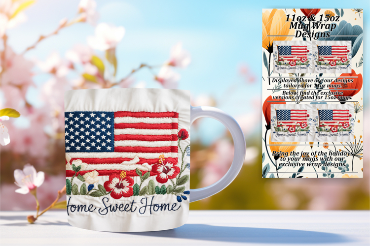 Unique 15oz Mug Wrap Png Design , Patriotic