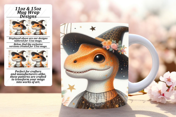 Creative 15oz Png Mug Wrap Template , Halloween Dino