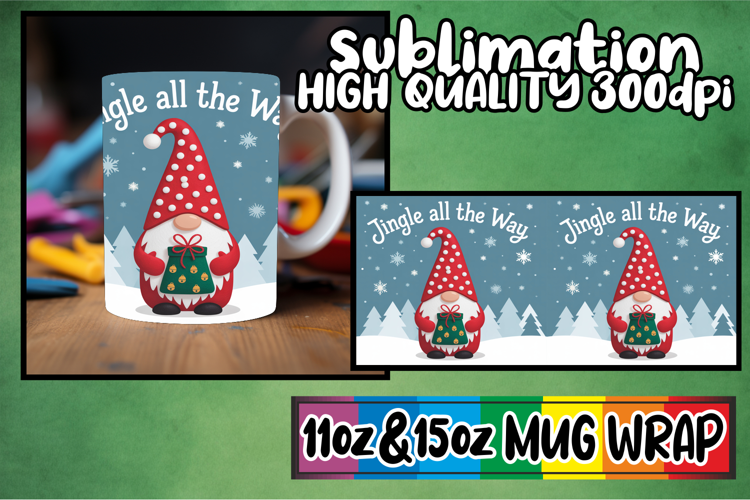 Wholesome days 11oz 15oz sublimation wrap, Holiday Gnome