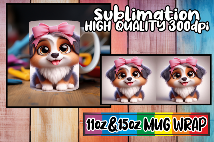 Pure bliss 11oz 15oz mug wrap, 3D Dog