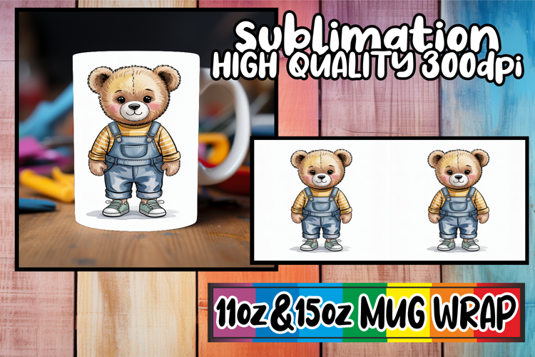 Fresh beginnings 11oz 15oz mug wrap, Teddy Bear example image 1