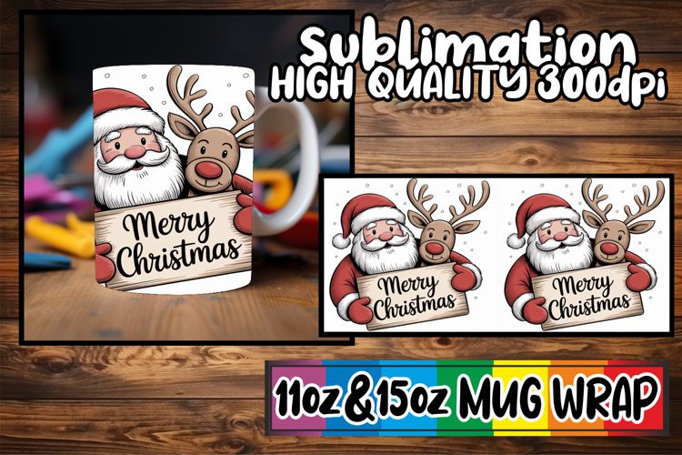 Radiant adventures 11oz 15oz sublimation wrap, Funny Santa