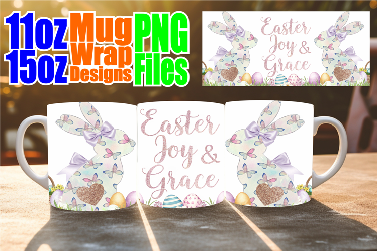 Blissful moments 11oz 15oz sublimation wrap, Easter Bunny