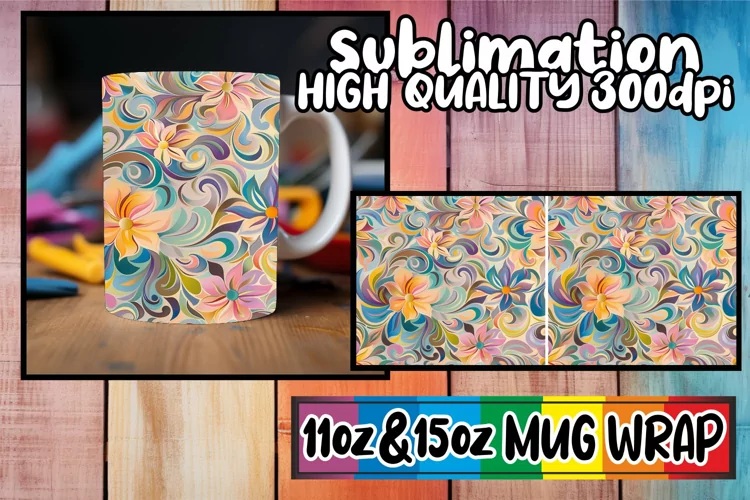 Colorful Spring Abstract Design Mug Wrap 11oz 15oz