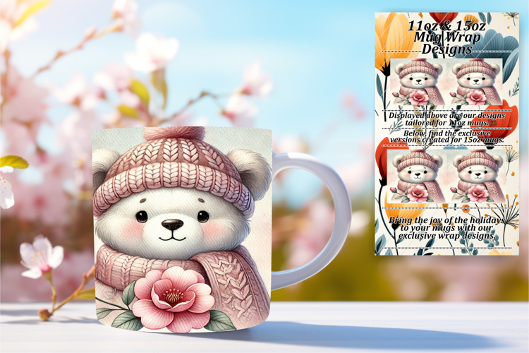 Artful 11oz Mug Wrap Png Template , Cute Animals