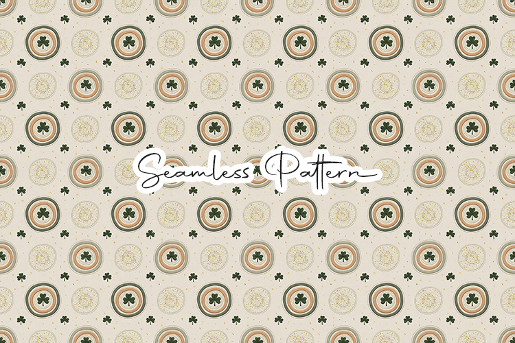 Retro Clover Circle Seamless Art - Leprechaun   Clovers